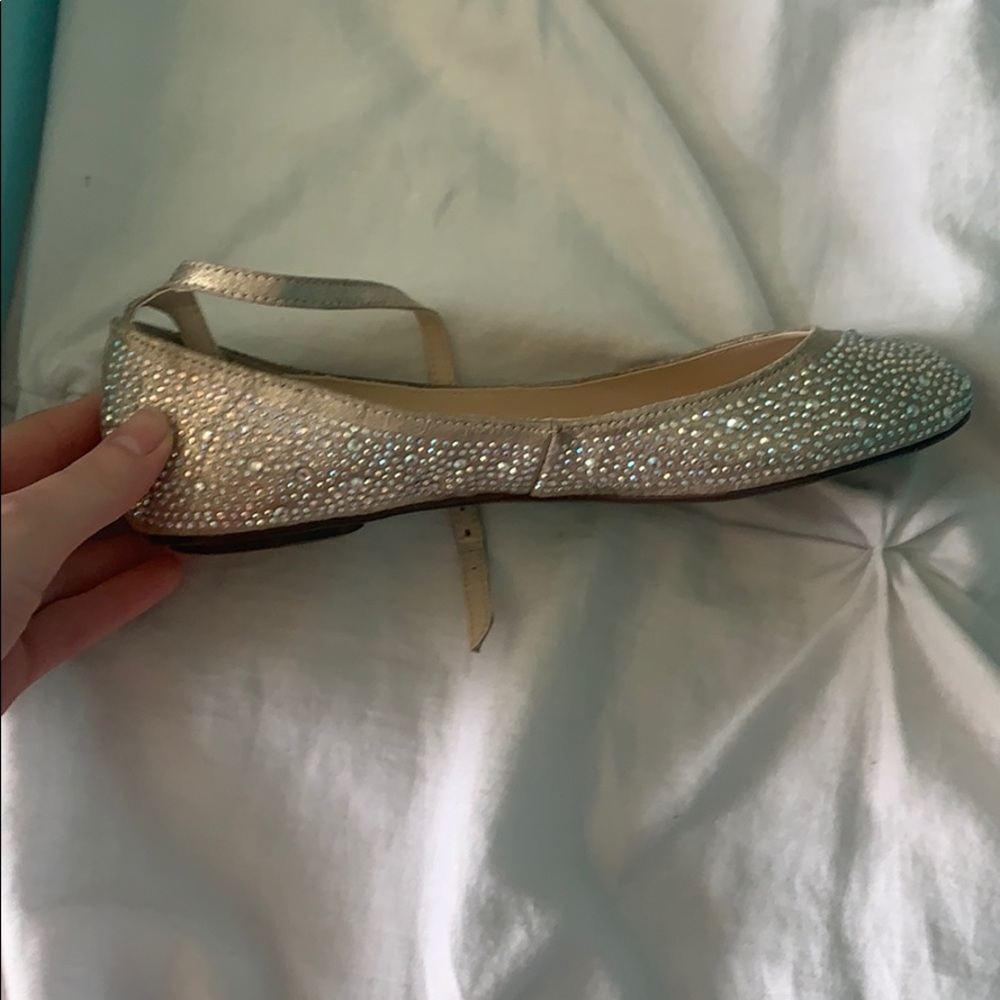 Rhinestone flats with an ankle strap